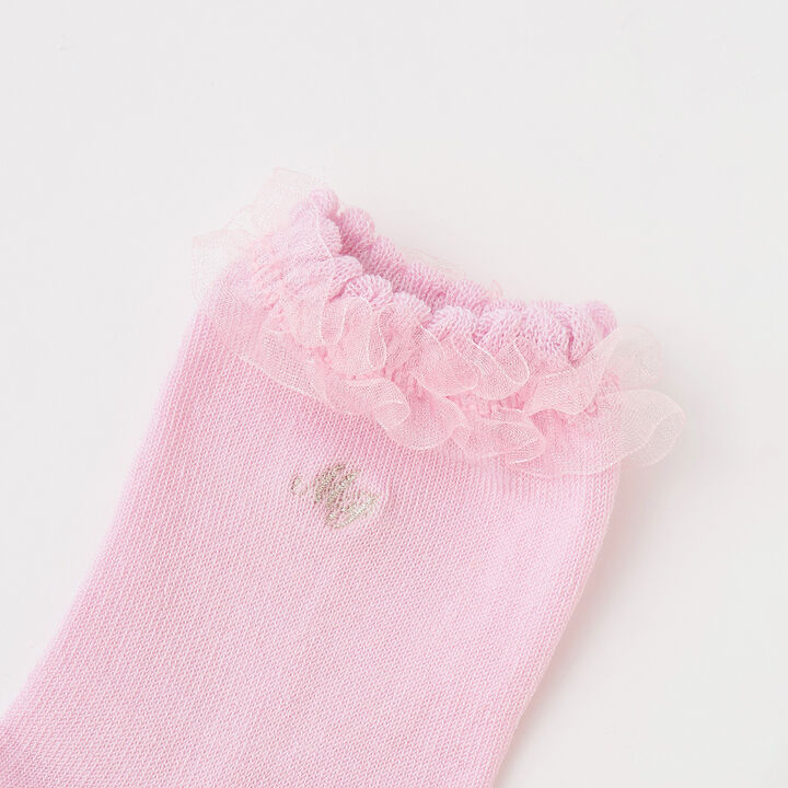 Frill Logo Embroidered Socks,Light pink, medium image number 1