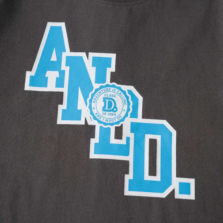 [USA Cotton] AND Logo College Wide Long Sleeve T-Shirt,Blue gray, medium image number 5