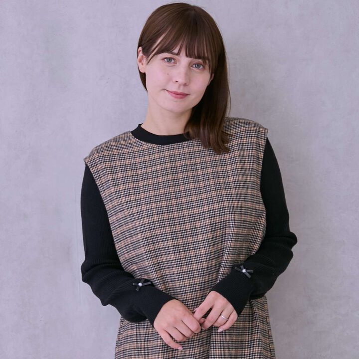 Parent-Child Matching Ribbon Jumper Skirt,Gray, medium image number 2