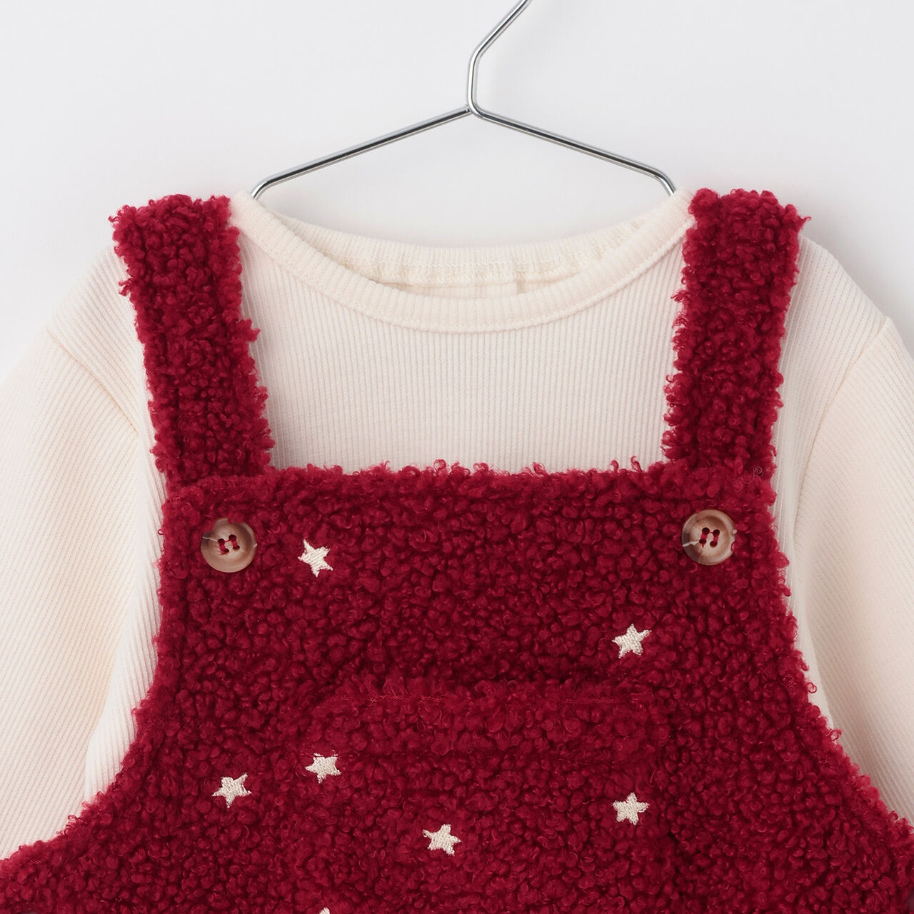 Star Embroidery Overalls Coverall,Ivory, large image number 9