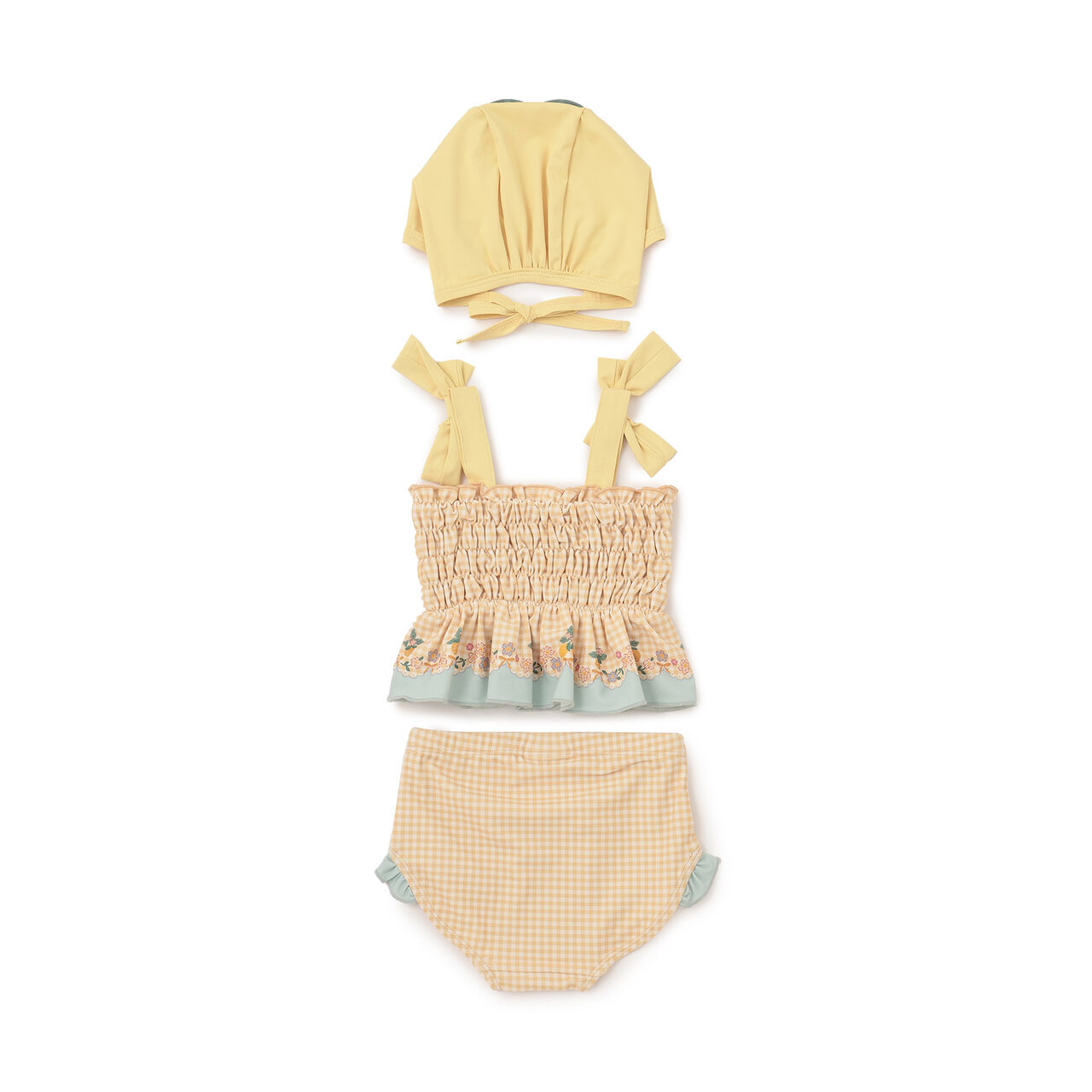 [SWIM] Baby Fruit Print Bikini with Cap,Yellow, large image number 3