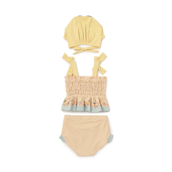 [SWIM] Baby Fruit Print Bikini with Cap,Yellow, medium image number 3