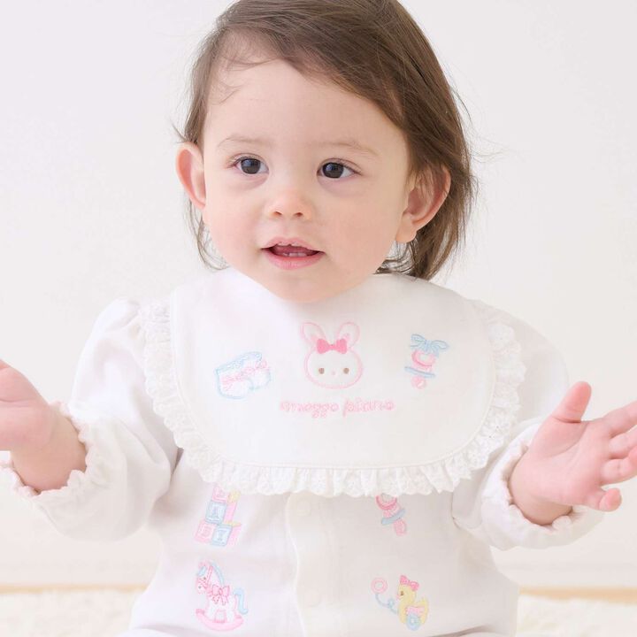 Rabbit Embroidery Bib,, medium