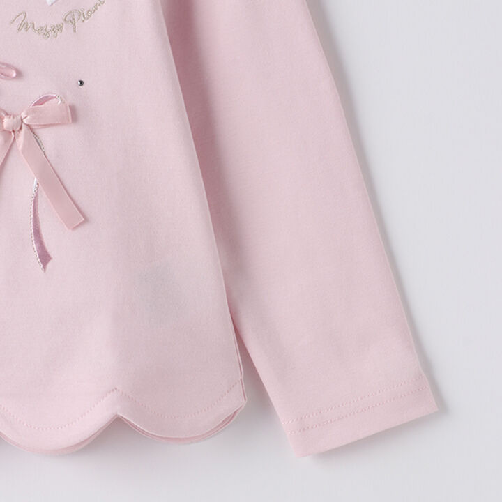 Ribbon Full Scalloped Hem Long-Sleeve T-Shirt,Sax blue, medium image number 8