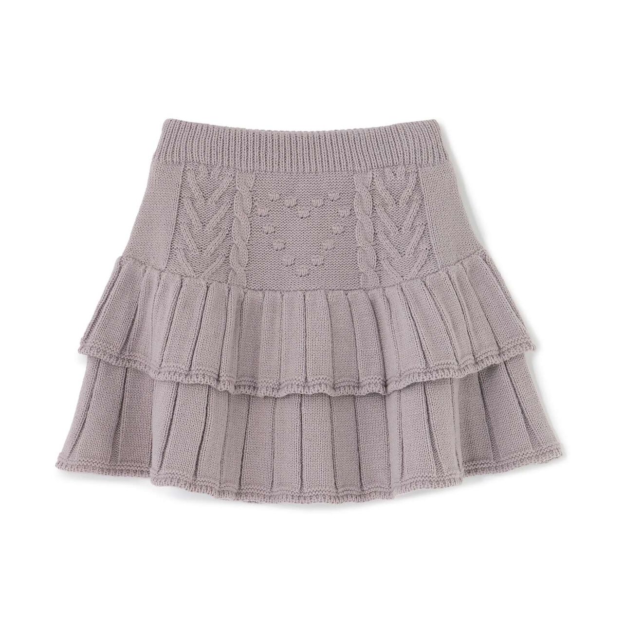 [Safe/Inner Shorts Included] Washable Tiered Knit Skirt,Greige, large image number 12