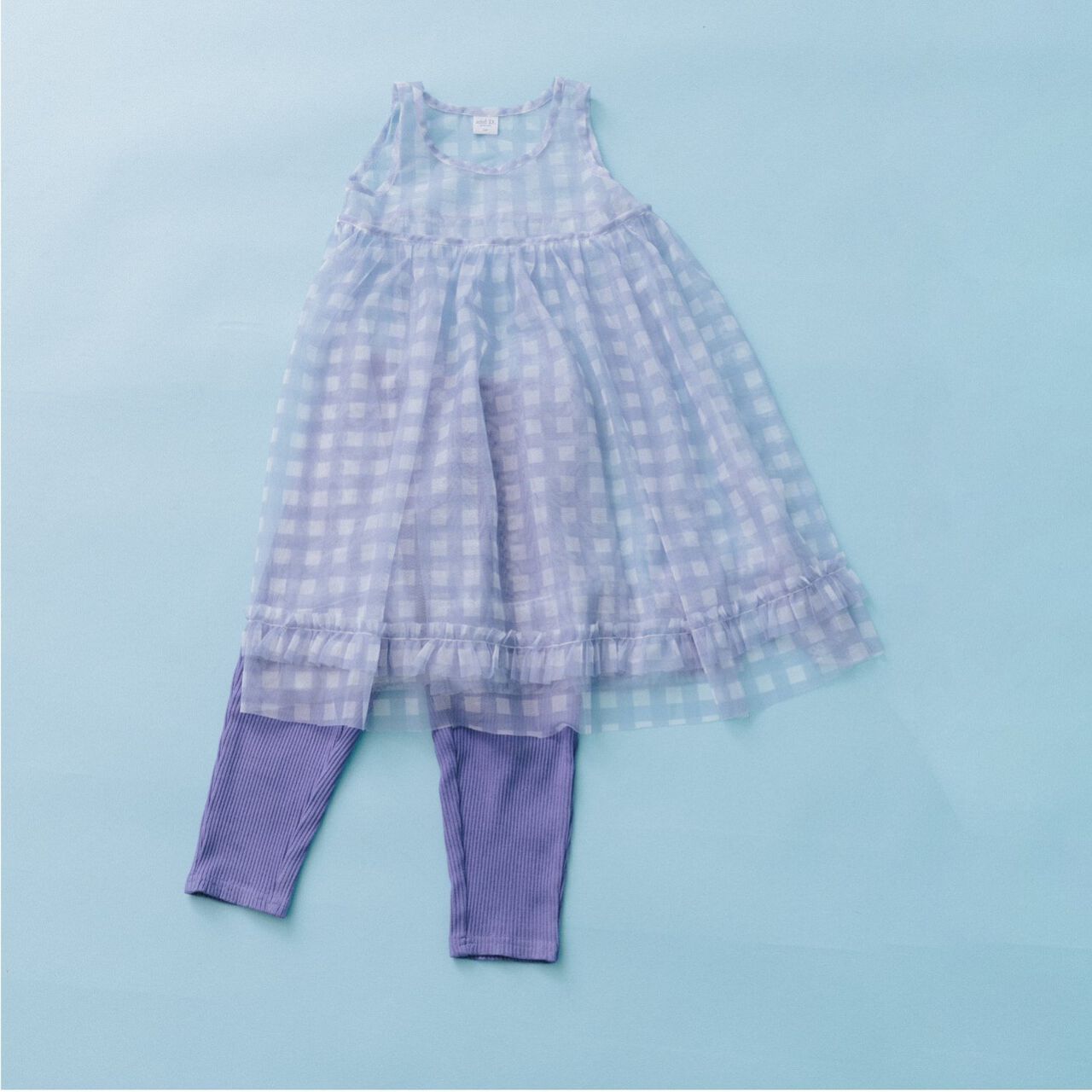 Chiffon Checkered One-Piece Dress,Lavender, large image number 5