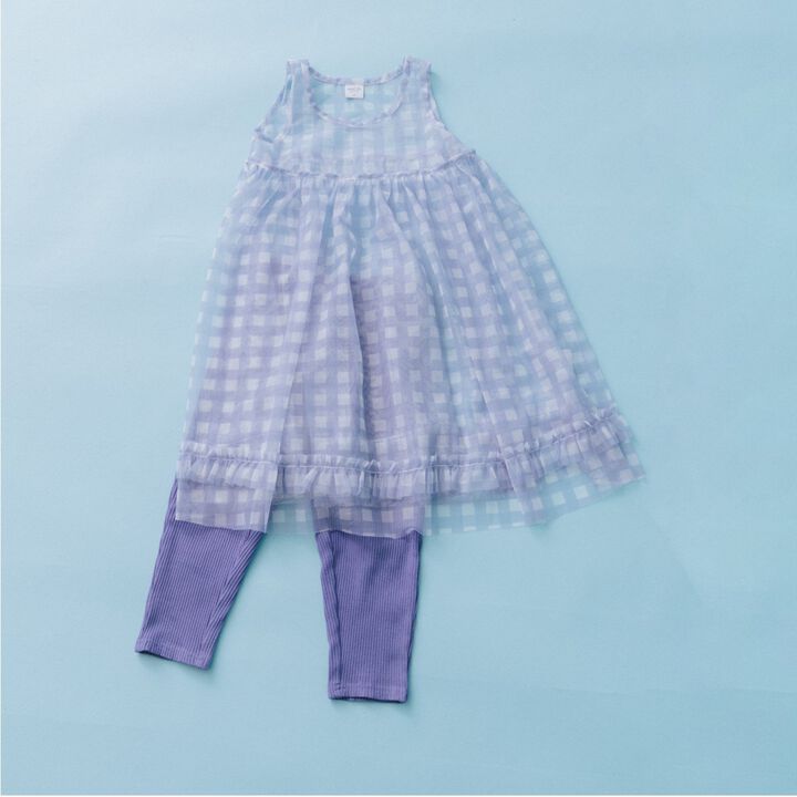 Chiffon Checkered One-Piece Dress,Lavender, medium image number 5