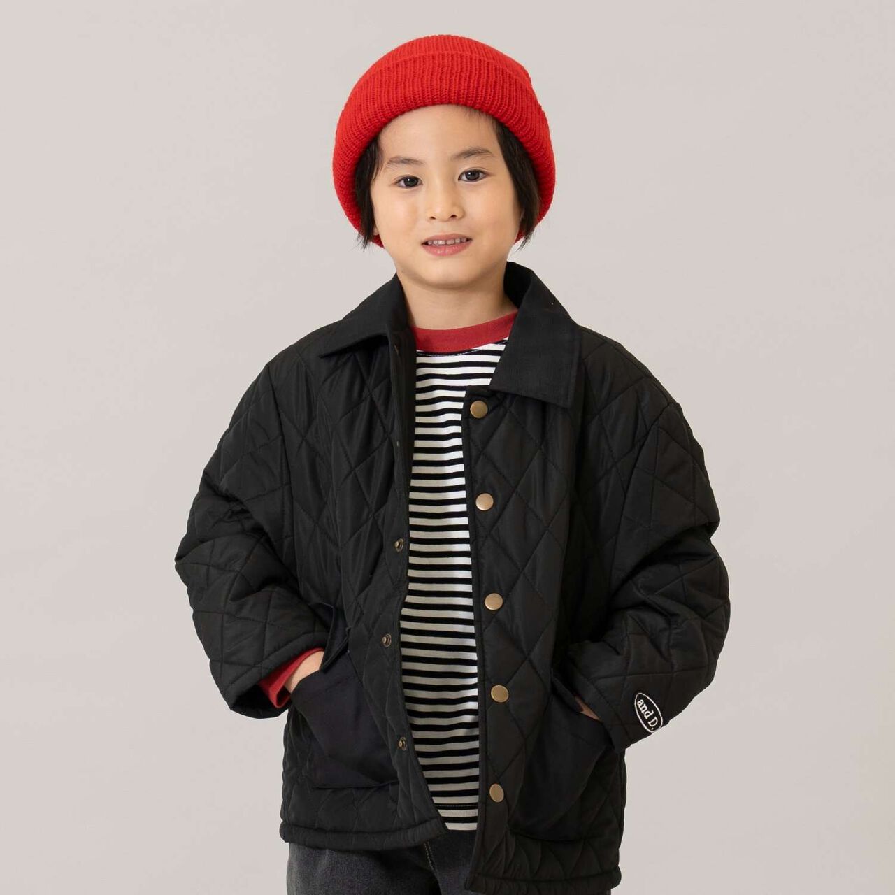 Quilted Jacket,Black, large image number 0