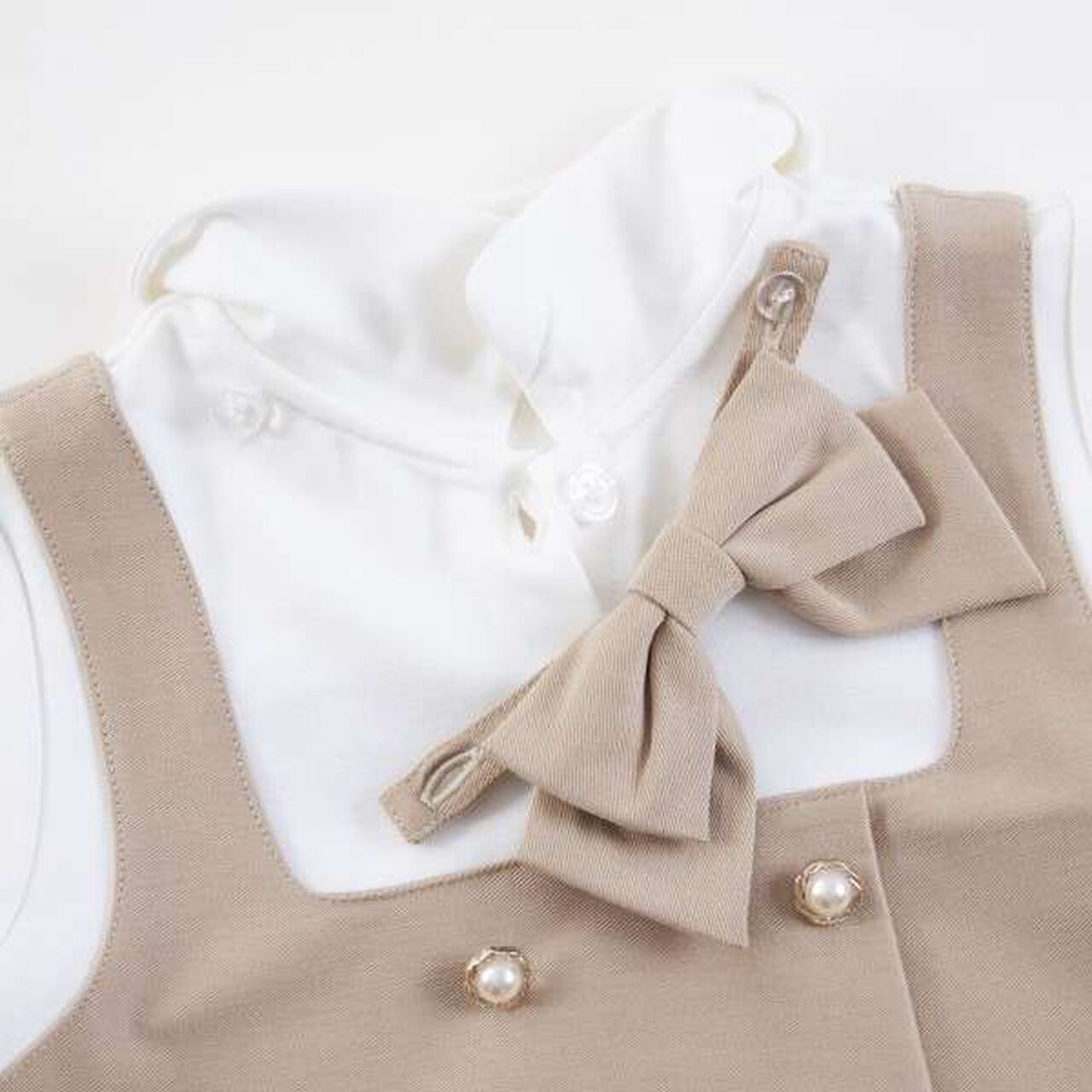 KP Layered One-Piece Dress with Ribbon [100-140],Beige, large image number 17