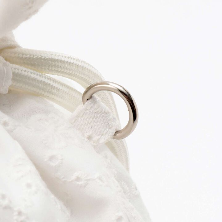 A4-Compatible Ribbon Pattern Lace Knapsack,Off white, medium image number 2