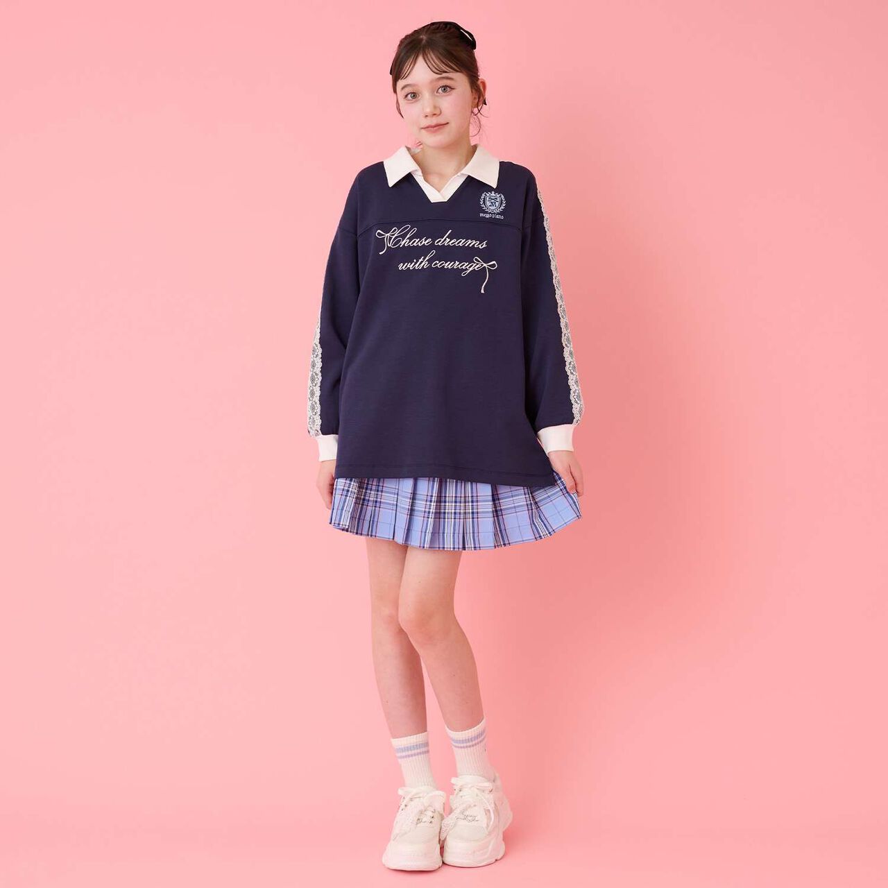 Lame Pleated Skirt with Belt,Sax blue, large image number 20