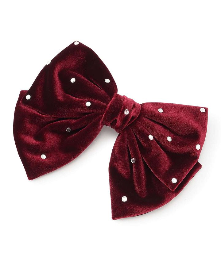 Velour Stone Ribbon Hair Clip,, medium