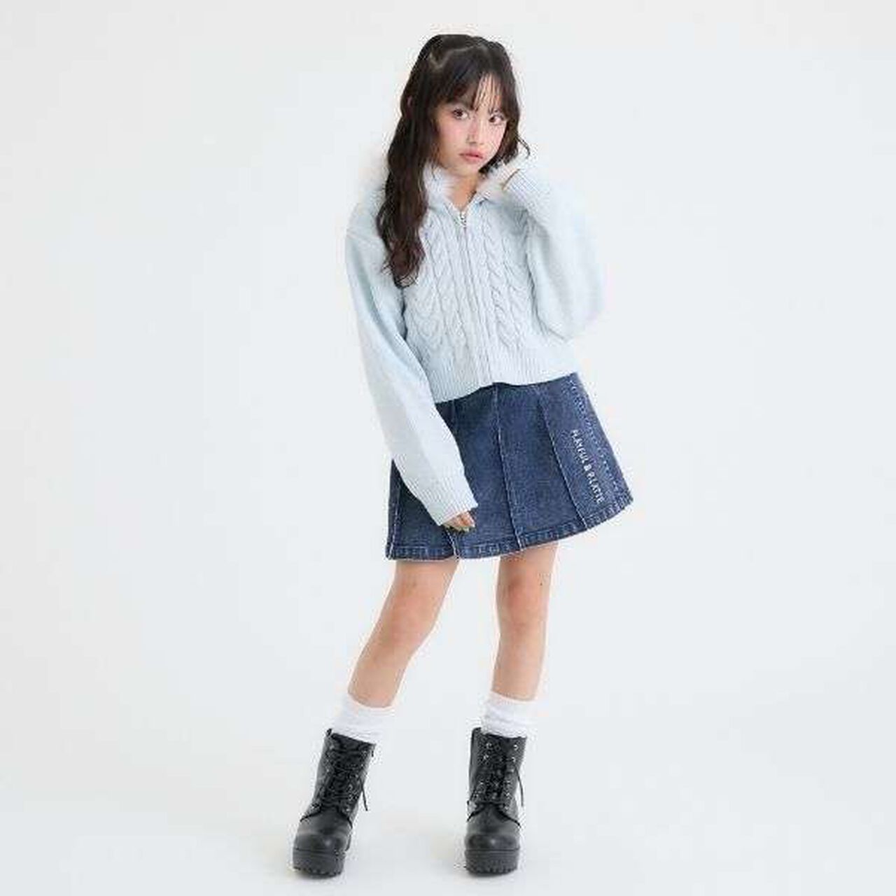 [Washable] Plush Knit Fur Zip Parka,Light pink, large image number 5