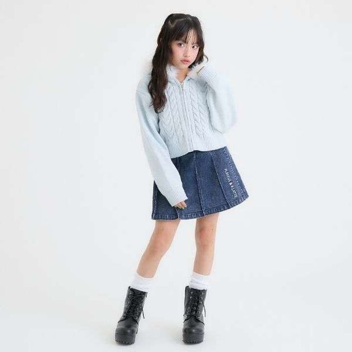 [Washable] Plush Knit Fur Zip Parka,Light pink, medium image number 5