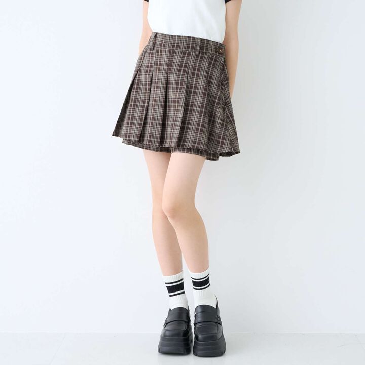 [LTXC] Stylish Flattering Micro Mini Skirt-Shorts,Brown, medium image number 0