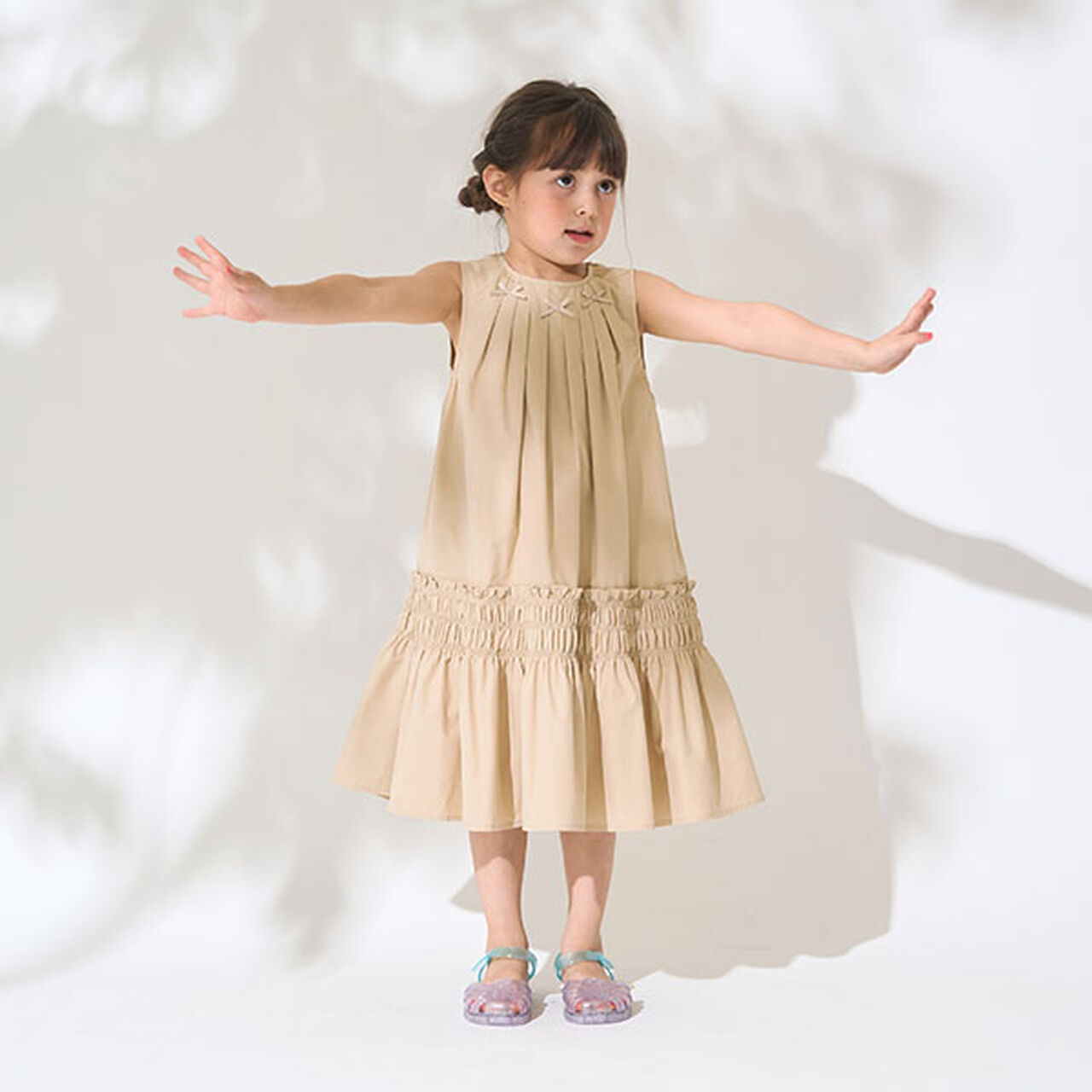 Shirred Tiered One-Piece Dress,Off white, large image number 26