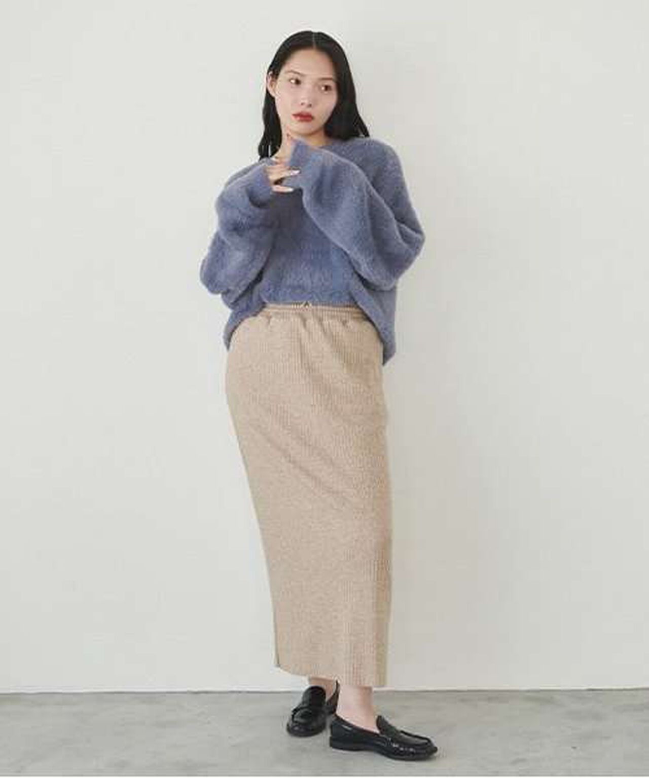 Cut Rib Tight Skirt,Beige, large image number 4