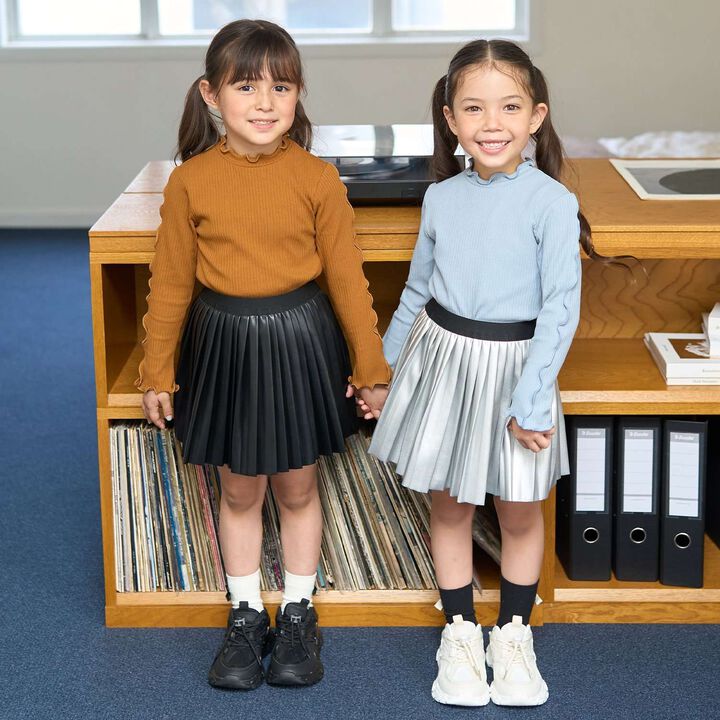 Soft Faux Leather Pleated Skirt (Inner Shorts Included),Silver, medium image number 32