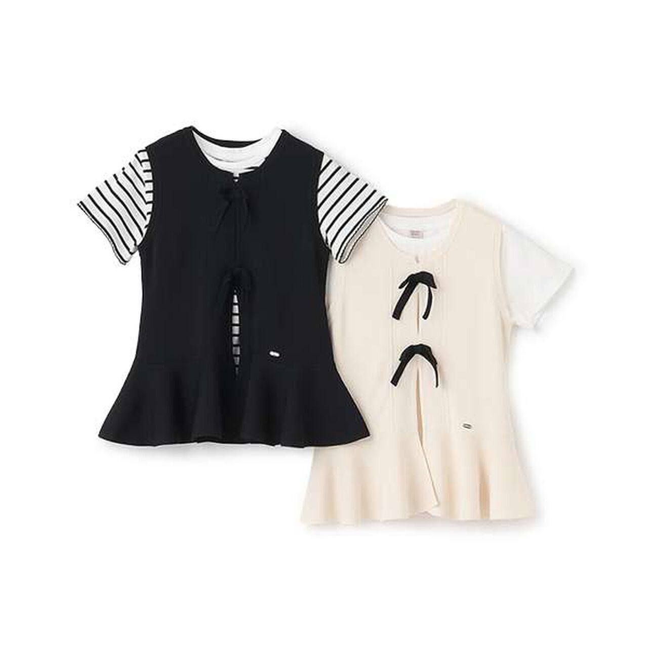 Lightweight Knit Vest & T-Shirt Set,Black, large image number 11