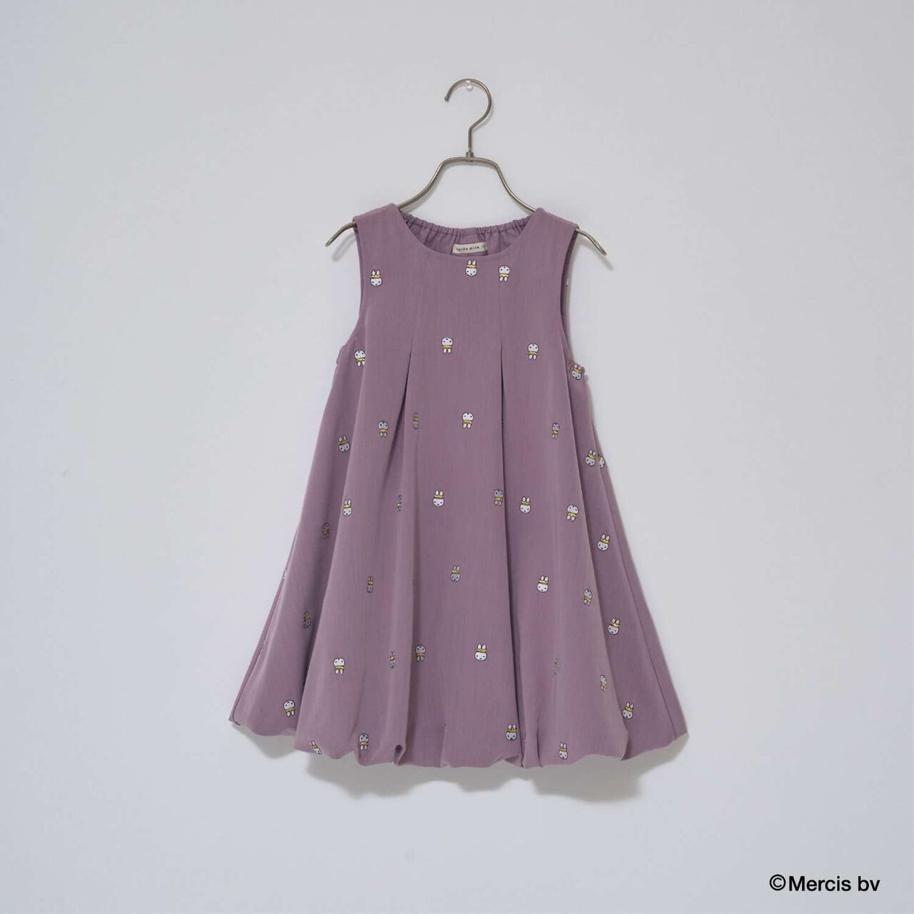 Miffy Embroidered All-Over Pattern Balloon One-Piece Dress,Black, large image number 2