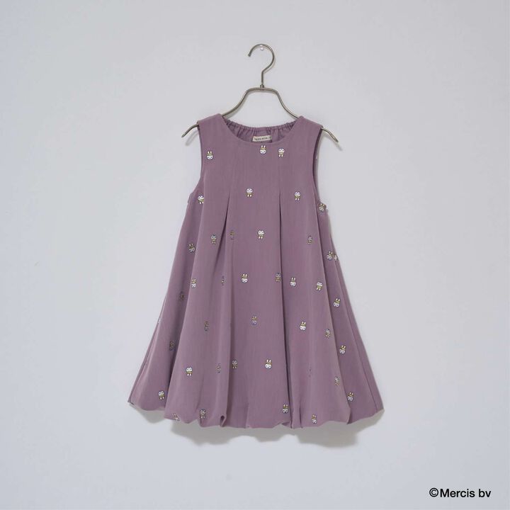 Miffy Embroidered All-Over Pattern Balloon One-Piece Dress,Black, medium image number 2