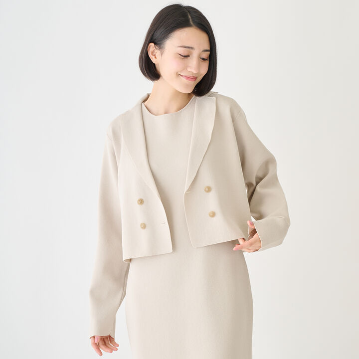 [Formal] Knitwear Jacket and One-Piece Dress Set,Light beige, medium image number 1