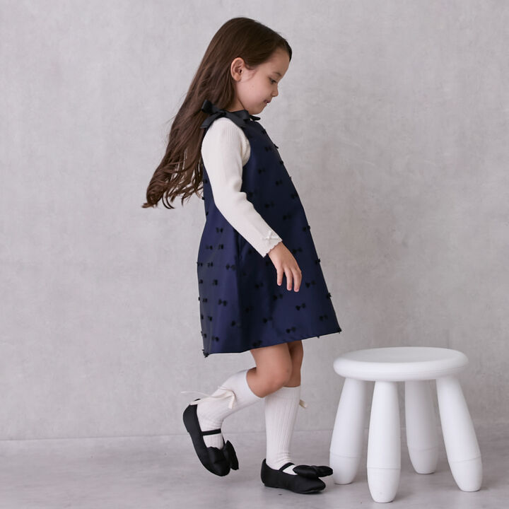 Link Shoulder Ribbon Jumper Skirt,Navy, medium image number 2