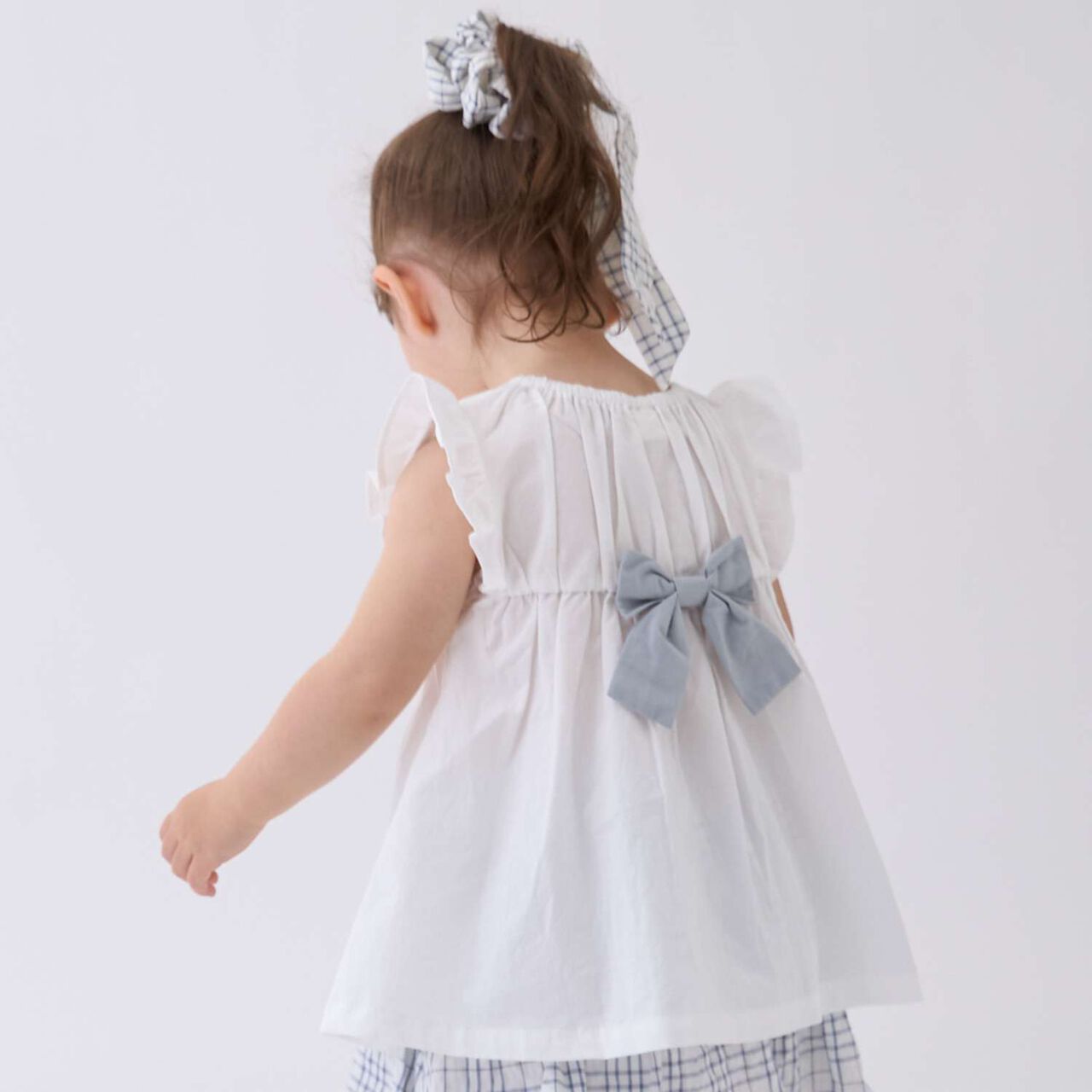 Link Strawberry Embroidery Shirred Tunic,Blue gray, large image number 1