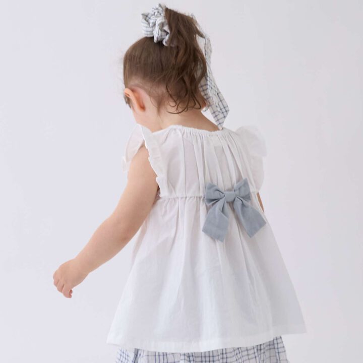 Link Strawberry Embroidery Shirred Tunic,Blue gray, medium image number 1