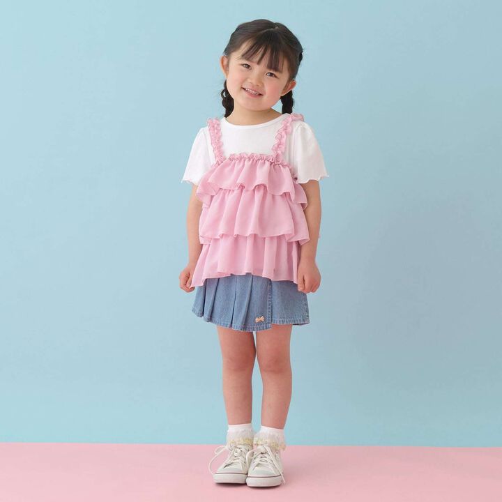 [Either Way Is Fine] UV Protection & Cool Touch Tiered Camisole Docking T-Shirt [Kids Girls],Mint, medium image number 18