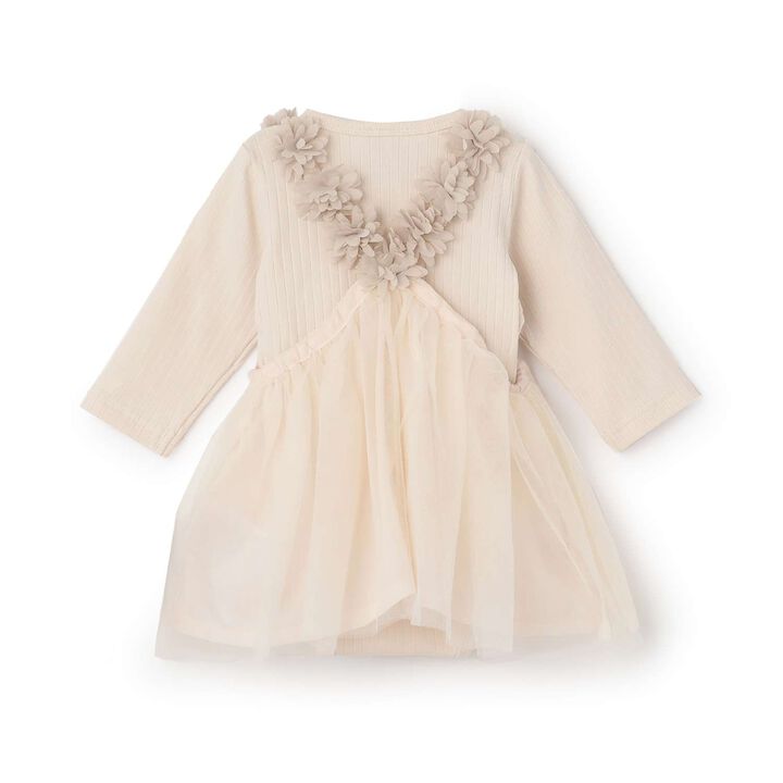 Flower Tulle Long-Sleeve OP Set,Light pink, medium image number 3