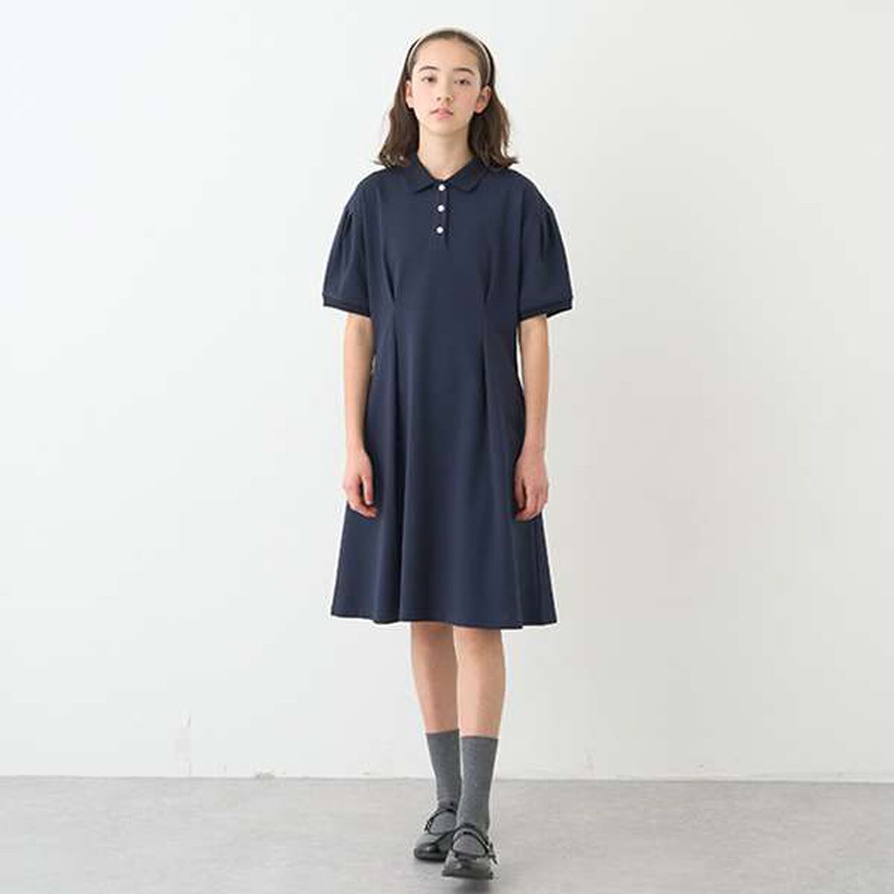 Cool Touch Polo Collar One-Piece Dress,Navy, large image number 0
