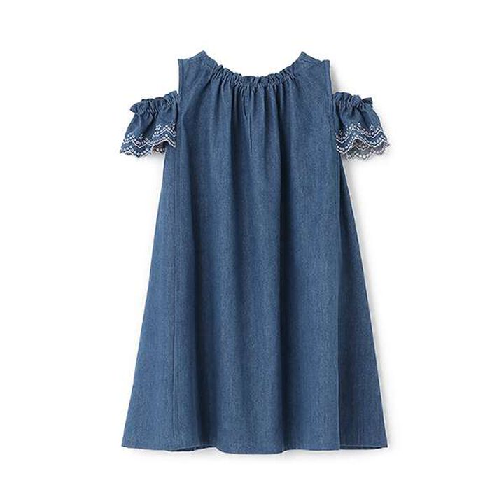 Necklace Embroidery 2 WAY Denim One-Piece Dress,Sax blue, medium image number 1