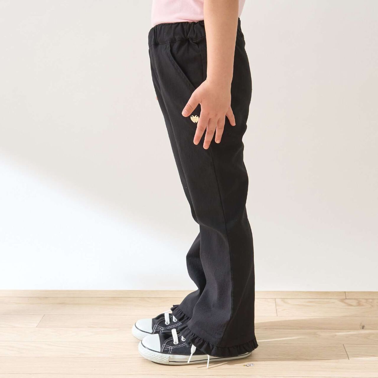 Tomo Pants Stretchy Hem Frill Flared Pants,Black, large image number 31