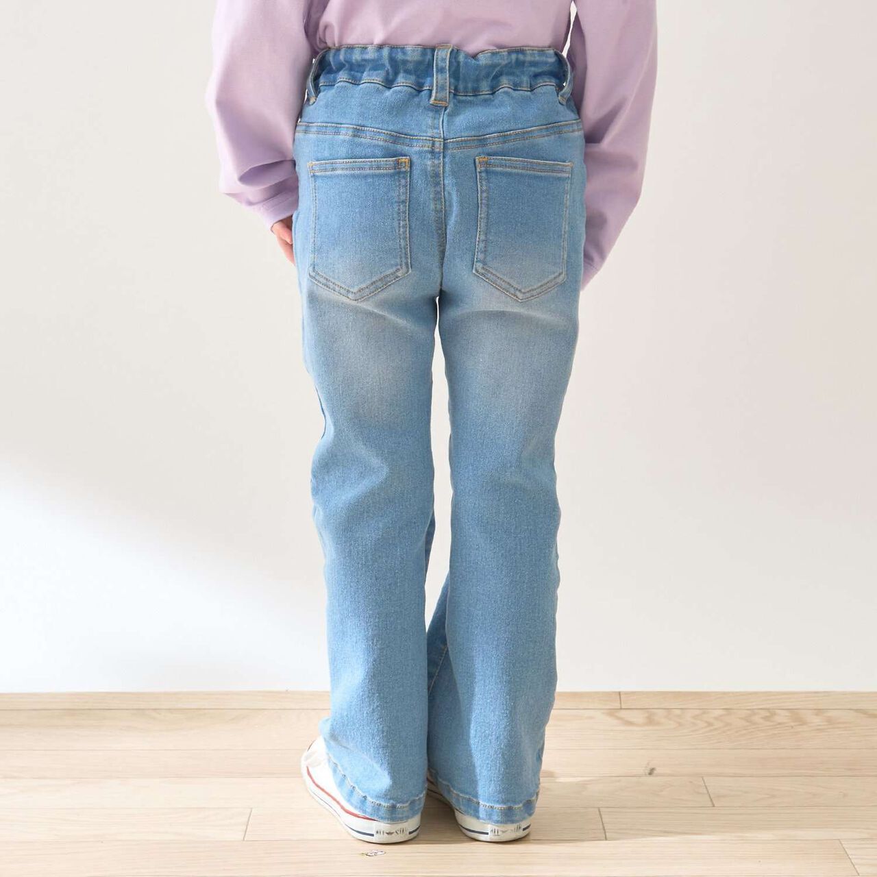 Beautiful Silhouette Stretch Heart Pocket Flare Denim Pants,Blue, large image number 20