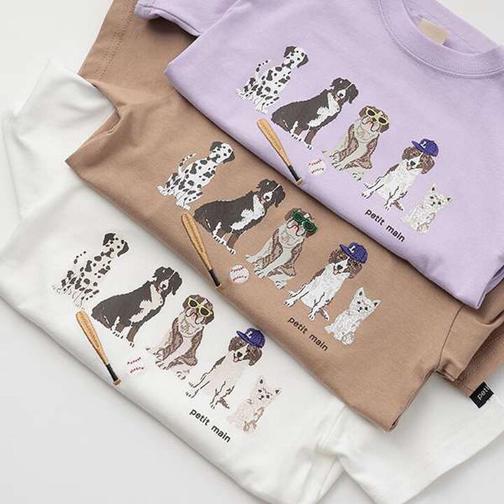 Anti-Stain Dog Graphic Short Sleeve T-Shirt,Lavender, medium image number 4