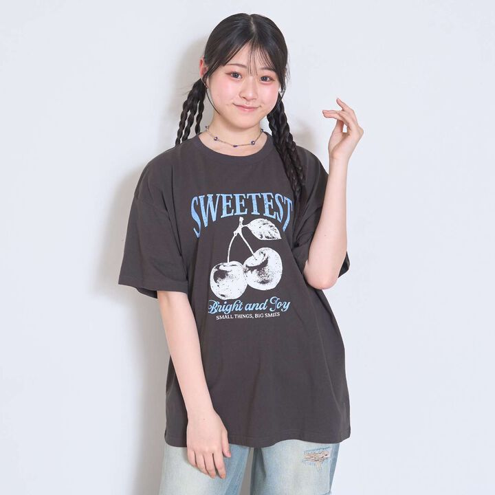 [100% Cotton / GOOD PRICE] Assorted Motif Loose Half Sleeve T-Shirt,Red, medium image number 11