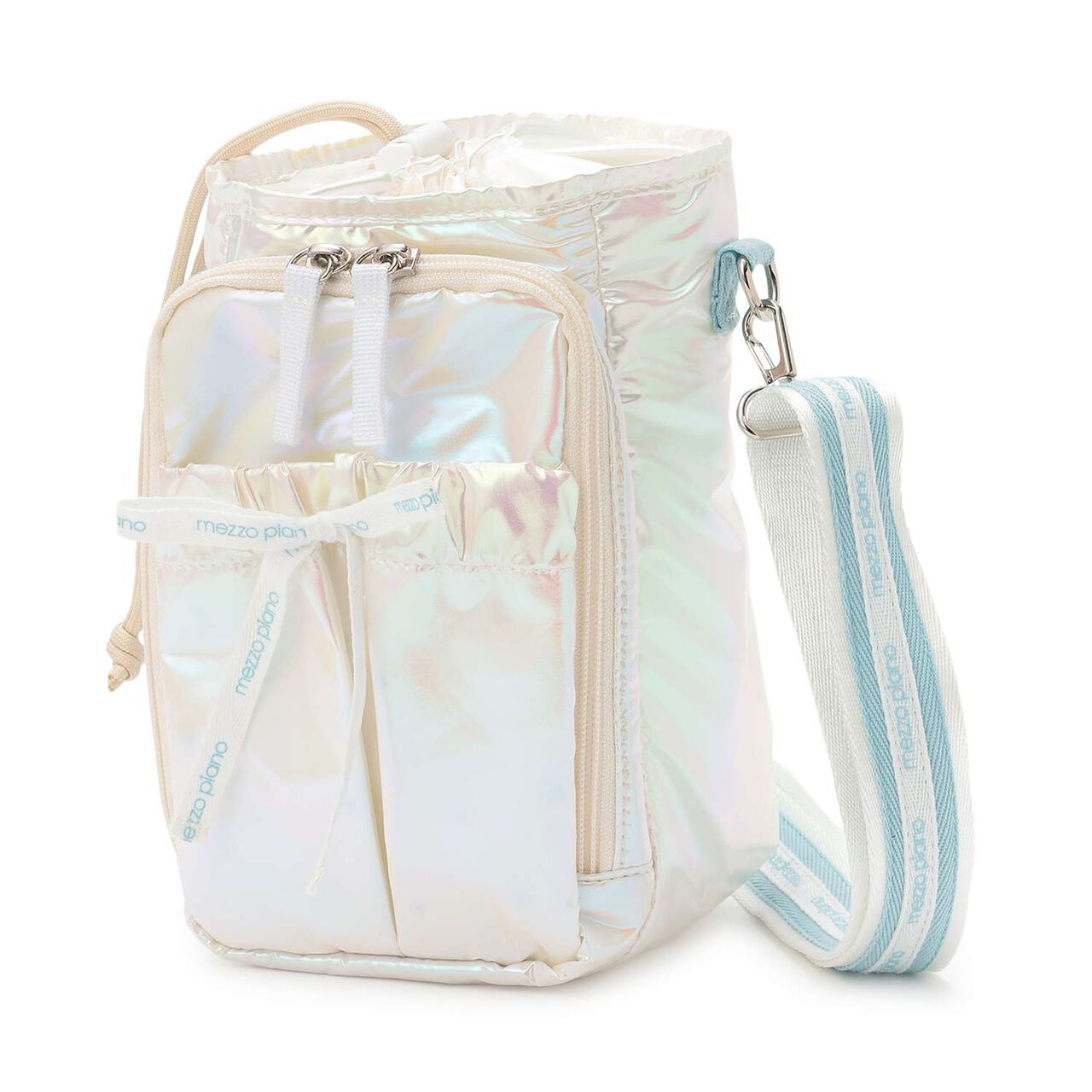 Logo Ribbon Shoulder Bag with Pet Bottle Holder,Pearl white, large image number 9