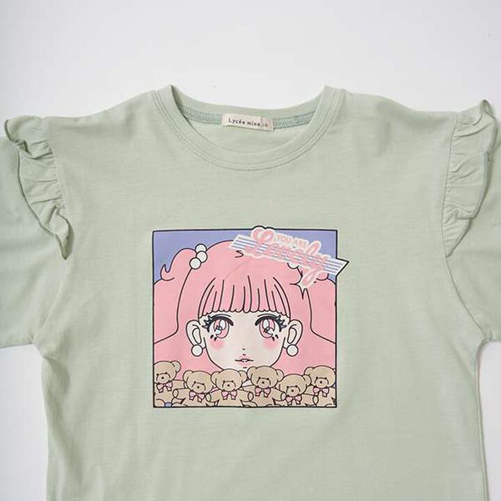 Non-Deforming Girls' Frill Big T-Shirt,Mint, medium image number 10