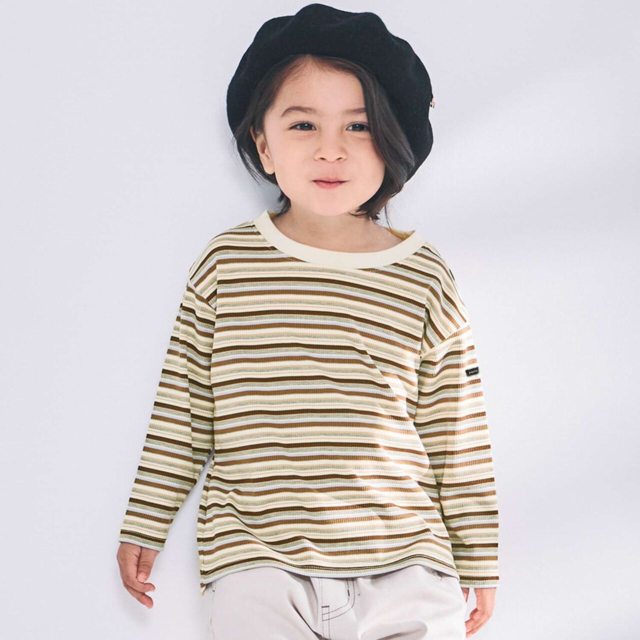 Multi-Stripe Ribbed Long-Sleeve T-Shirt,Pearl white, large image number 0