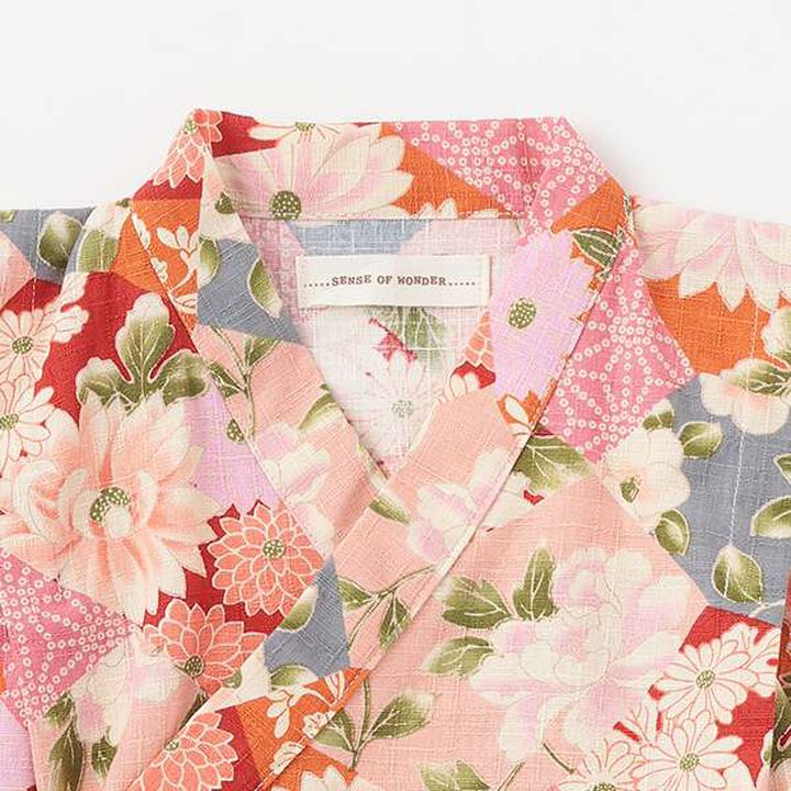 Patchwork Jinbei All-in-One (Camellia and Peony Pattern),Pink, medium image number 6