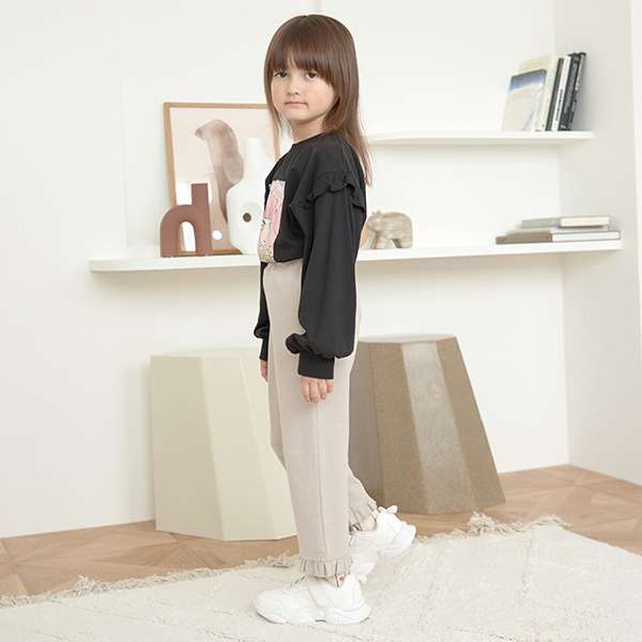 Tomo Frilly Flare Pants,Blue gray, large image number 17