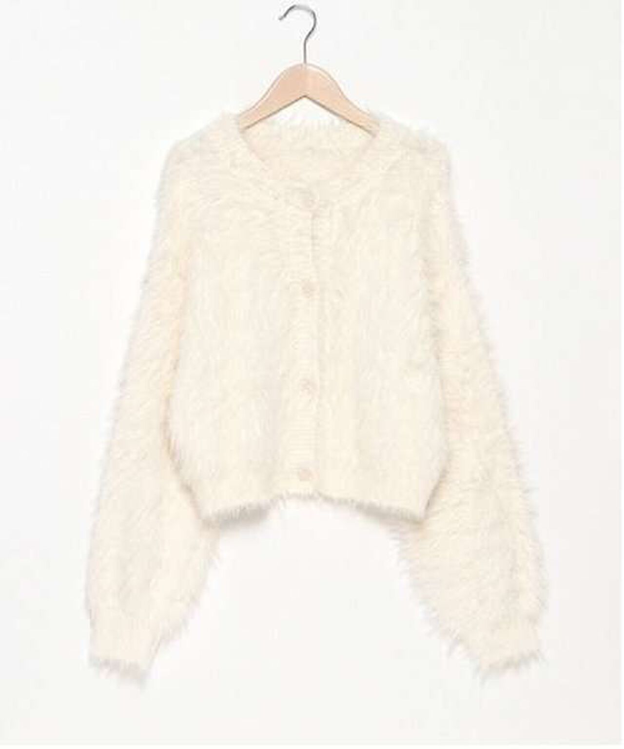 Shaggy Short Cardigan,Ivory, large image number 12