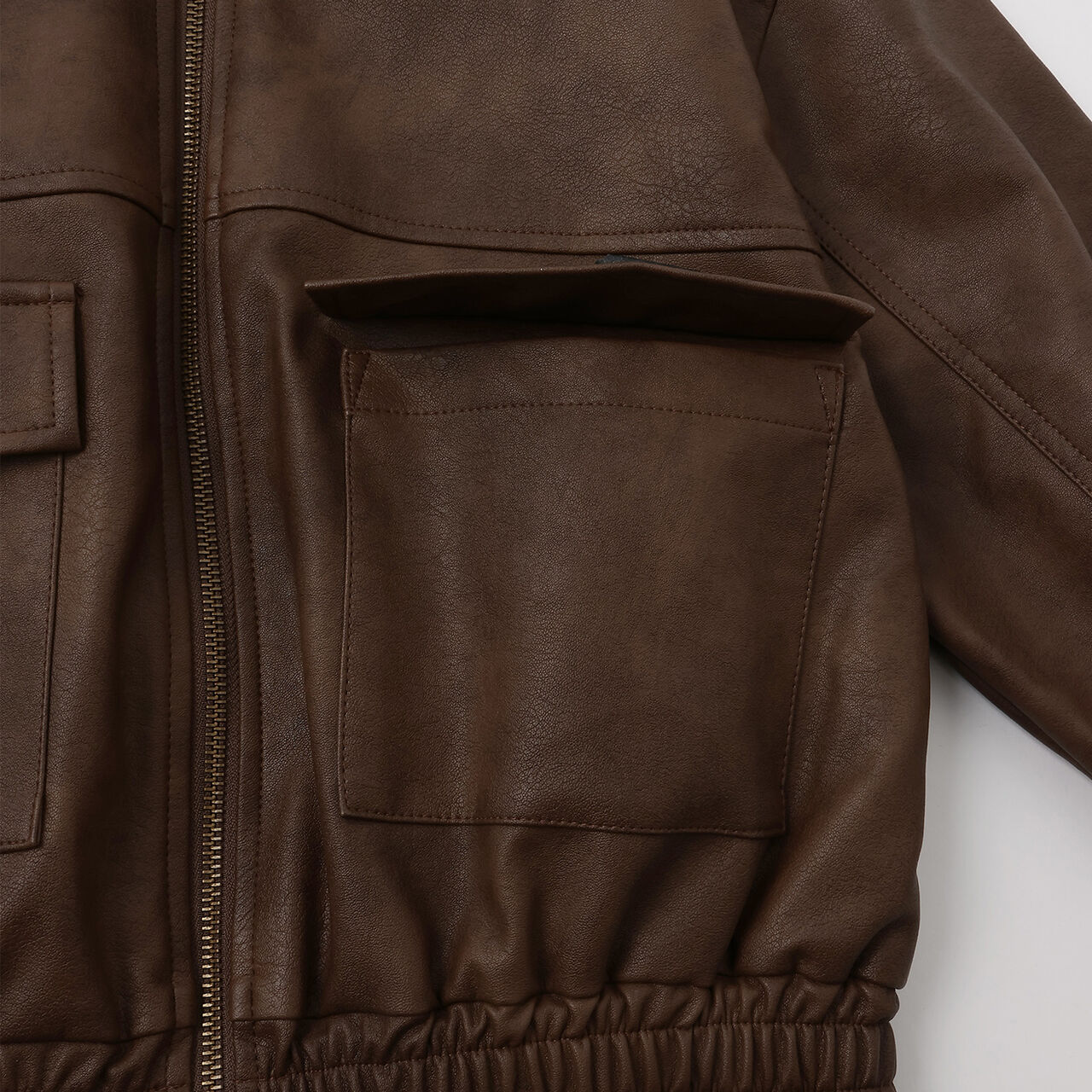 Synthetic Leather Bomber Jacket,Black, large image number 15