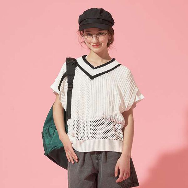 [AMI] Patchwork Knit Mesh Vest Set,Black, medium image number 20