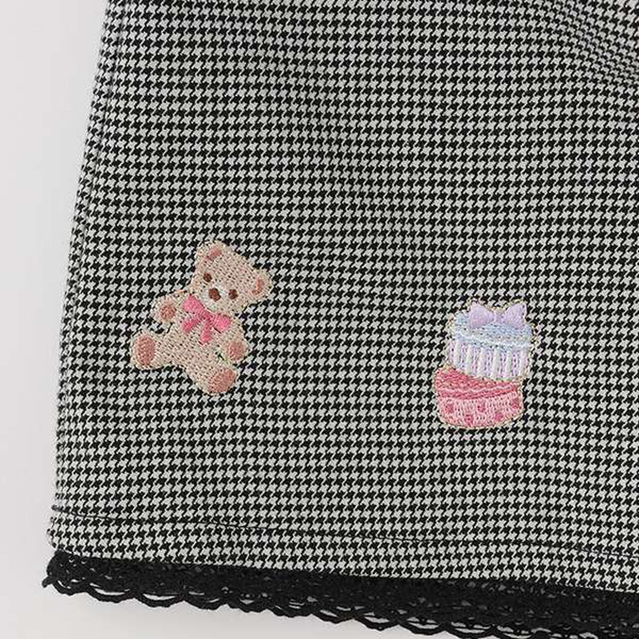 Bear Embroidery Culotte Skirt,Pink, large image number 8