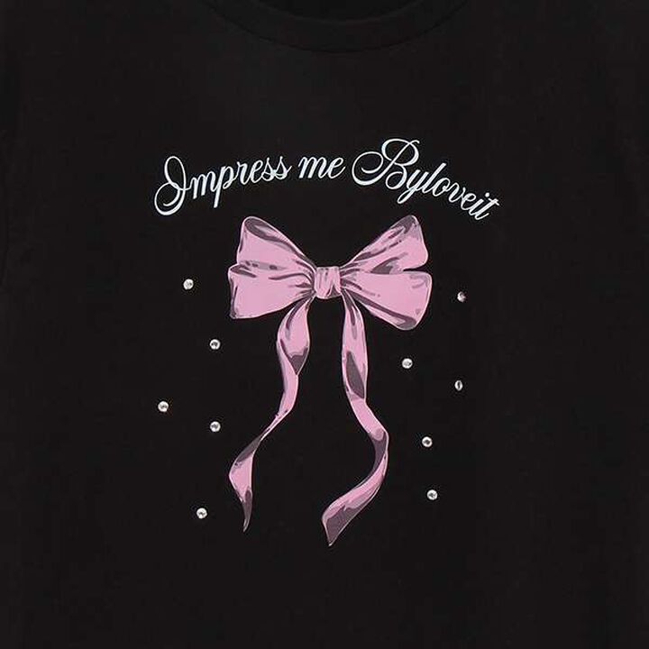 [Web Exclusive] Sparkling Jewel Ribbon T-Shirt,Black, medium image number 4