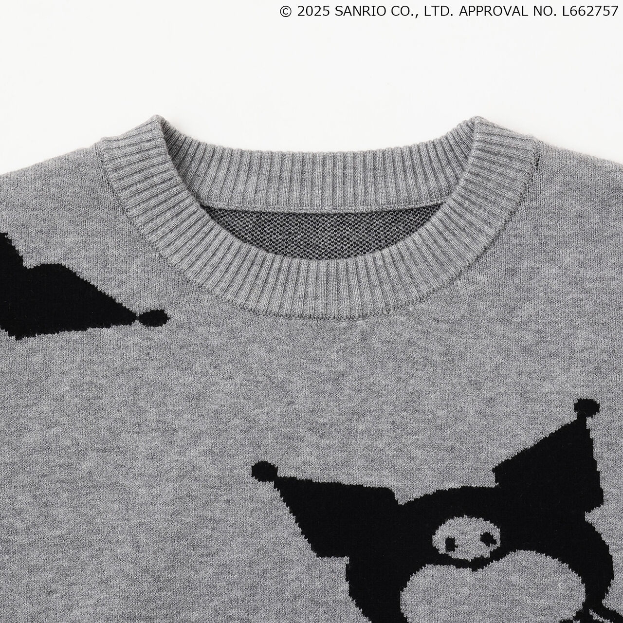 My Melody / Kuromi All-Over Pattern Jacquard Pullover & Lace Collar Set,Black, large image number 3