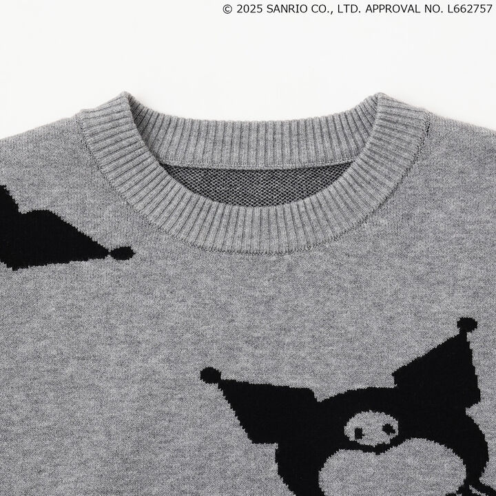 My Melody / Kuromi All-Over Pattern Jacquard Pullover & Lace Collar Set,Black, medium image number 3