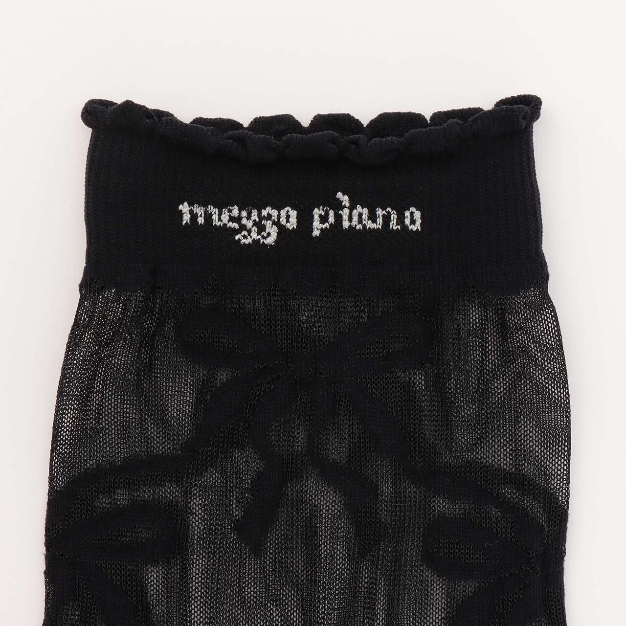 Ribbon Pattern Sheer Socks,Black, large image number 1